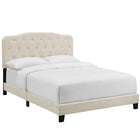 Modway Amelia Upholstered Fabric Queen Bed - Beige-Padded Button-Tufted Headboard