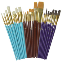 Prang Deluxe Paintbrushes  - Assorted Sizes - Assorted Colours - 24 Pack (PAC5134)-LARGE PACK SIZE: 24 Pack brushes are enough for a whole classroom to share and create masterpieces