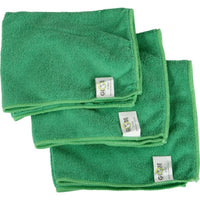 Globe Commercial Products Microfibre Cloths - 16" x 16" - Green - 10 Pack-16" x 16"
