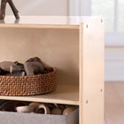Guidecraft EdQ Essentials 24" 2-Shelf Open Storage - Natural-Single-sided storage unit features 2 open shelves