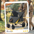 PawHut One-Click Foldable Pet Stroller with Shock Absorber - Dark Grey-Front universal EVA wheels and rear directional EVA wheels with brakes 