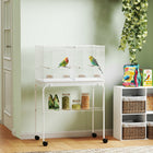 PawHut 46" H Bird Cage with Divider - White-Includes four perches and four food dishes for convenience 