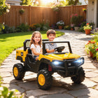 Qaba 24V 4WD 2 Seater Kids Ride on Tractor - Yellow-Officially licensed by Caterpillar, offering authentic design and trusted quality 