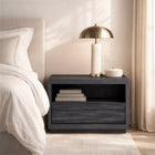 Manhattan Comfort Navis 32" Contemporary 1-Drawer Nightstand - Charcoal Grey-One spacious drawer and open shelf provide convenient storage for bedside essentials