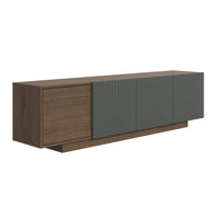 Nexera Riva TV Stand - 72" - Nutmeg/Greige-High-Quality Melamine Construction: Crafted from premium melamine, our TV standnot only exudes style but also guarantees long-lasting durability, ensuring a piece thatstands the test of time