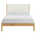 Modway Olea Channel Tufted Boucle Solid Wood Full Platform Bed - Feather Oak-No Box Spring Needed