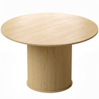 HOMCOM 47" Round Dining Table with Fluted Pedestal Base for 4-6 - Natural Wood-Features a unique fluted cylindrical base, creating a modern visual focal point