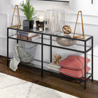 Hudson&Canal Sivil 64"W Console Table - Blackened Bronze-Hand crafted blackened bronze finish is applied to the steel frame