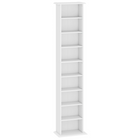 HOMCOM 9-Tier Slim DVD Media Storage Cabinet with Adjustable Shelves - White-Holds up to 252 CDs in 9 compartments 