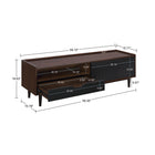 Manhattan Comfort Duane 59.25" Mid-Century Modern TV Stand - Dark Brown and Black-Features Open Curve Handle with Sliding Door Capabilities Over Shelf and Drawer Side