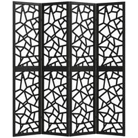 HOMCOM 4 Panel Geometric Pattern Freestanding Room Divider for Bedroom - Black-Features a modern geometric pattern, serving as both a functional and artistic piece 
