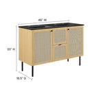 Modway Chaucer 48" Double Sink Bathroom Vanity - Oak/Black-Adjustable Shelves