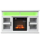HOMCOM 48" Fireplace TV Stand - White-Two closed cabinets combine with two open compartments