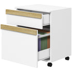 Vinsetto 2-Drawer Letter/A4 Filing Cabinet with 5 Wheels - White Wood Grain-Tabletop can hold printers, scanners, or display personal items
