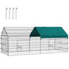PawHut 73" Small Animal Cage with Roof - Green-Not only indoor use but also allows outdoor use 