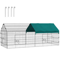 PawHut 73" Small Animal Cage with Roof - Green-Not only indoor use but also allows outdoor use 