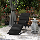 Outsunny Folding Lounge Chair with Cushion - Adjustable Back - Black-Adjustable backrest and reclining seat for customizable comfort