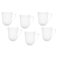 Casa Domani Florence Mug Embossed - 390ml - White - 6 Pack-Made of Porcelain featuring a delicate embossed pattern on scalloped profile.