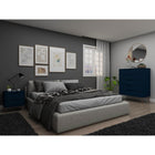 Manhattan Comfort Rockefeller Mid-Century Modern Tall Dresser and Nightstand Set - Tatiana Midnight Blue-Choose Your Handle Design When the Product is at Your Home! Option for Cut-Out Edge Handle, or Flush Design Look.