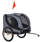 PawHut Pet Foldable Bike Trailer Wagon - Grey-Sturdy steel frame and durable 600D Oxford fabric 