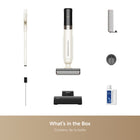 Mova K30 Wet Dry Vacuum - White -The K30 automatically adjusts suction for effective floor cleaning, handling fine dust and large debris. It optimizes energy use for thorough cleaning. In Auto, Turbo, and Suction modes, suction and water output adjust based on detected dirt, shown on the LED screen.