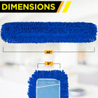 Gritt Commercial Microfiber Looped Dust Mop Pad Head - 48" x 5" - Blue - 3 Pack-Cleans many surfaces: the microfiber dust mop head covers a large area and is designed to leave all flooring clean and steak-free