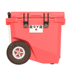 RovR RollR 45 Quart Wheeled Hard Cooler with Telescopic Handle - Coral-RollR 9’’ All-Terrain inflatable tires effortlessly glide over tough sand, dirt and grass