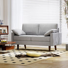 HOMCOM 66.5" Velvet Upholstered 3 Seater Sofa Couch with 2 Pillows - Grey-Sleek grey tone and minimalist design complement modern interiors  