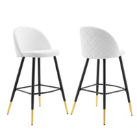 Modway Cordial Fabric Bar Stools - White - Set of 2-Retro Modern Bar Stools