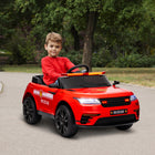Qaba 12V Electric Police Car for Kids with Remote Control - Red-12V/7Ah battery runs up to 60 minutes on a full charge 