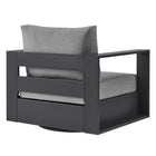 Modway Tahoe Outdoor Powder-Coated Aluminum Swivel Armchair - Grey-Non-Marking Foot Glides