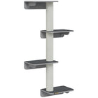 PawHut Wall-Mounted Cat Shelf with 4 Platforms and Scratching Posts - Light Grey-Made from MDF, certified safe for your cat's health 