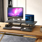 Mount-It! Electric Standing Desk Converter with 38" Desk Top - Black-High quality, contemporary design with rounded edges fits perfectly into any office or home interior