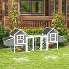 PawHut 123" Extra Large Chicken Coop Wooden Poultry House - Grey-Double nesting boxes offer an indoor spot 