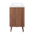 Modway Transmit 48" Single Sink Bathroom Vanity - Walnut/White-Full-Extension Drawers