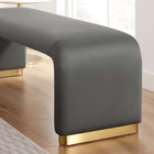 Modway Koda Performance Velvet Waterfall Long Bench - Brass/Storm Grey-Dense Foam Padding