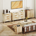 HOMCOM 30.3" L Fluted Sideboard Buffet Cabinet with Storage - Oak-Anti-tip kits ensure safety and four pine wood legs for stability