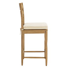 Modway Jax Oak Wood Counter Stool With Wavy Razor Back and Cushion - Weathered Oak Linen-Armless Design