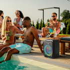 Philips TAX3000 Bluetooth Party Speaker-Up to 10 Hours Play Time - Rock up ready to party all night! The built-in carry handle makes it easy to take this party speaker with you, and the rechargeable battery gives you up to 10 hours play time from a full charge. Recharging the battery fully takes approximately 3.5 hours.