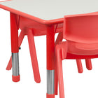 Flash Furniture 23.625"W x 47.25"L Rectangular Red Plastic Height Adjustable Activity Table Set with 6 Chairs-Primary Red Colour