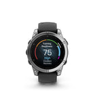 Garmin fēnix E - AMOLED Outdoor Recreation/Adventure Watches - 47 mm - Stainless Steel with Black Silicone Band- Battery performance: up to 16 days in smartwatch mode; up to 42 hours in GPS mode 