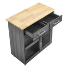 Modway Culinary Kitchen Cart With Towel Bar - Charcoal Natural-9