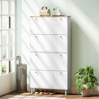 HOMCOM Shoe Cabinet with 4 Flip Drawers in Narrow Design - White-Modern two-tone design, instantly elevating your entryway's style