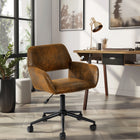 Homy Casa Industrial Adjustable Office Chair Suede Brown with Black Base-Brown Suede Fabric: The soft, luxurious suede fabric in a rich brown color adds a touch of elegance and comfort to your workspace