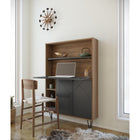Nexera Slim Bar Cabinet - Secretary Bookcase Desk With Storage - Nutmeg & Charcoal Grey-8