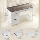 HOMCOM 47.2" Computer Desk with File Drawer - White-Rustic brown wood grain top and white frame suit any home office decor