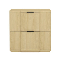 Manhattan Comfort Clive 22" Mid-Century Modern 2-Drawer Nightstand - Natural and Black-Clean-lined nightstand crafted from manufactured wood with metal accents for a refined, modern bedroom look