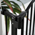 PawHut 29"-32" Pet Gate with Door Pressure Fit Dog Gate for Stairs - Black-Lead free metal frame is solid and strong