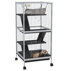 PawHut 45" H 4-Tier Small Pet Cage - Light Grey-Ideal for a variety of small animals including pet mink, chinchilla, small cat and other similar sized small pets 