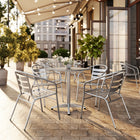 Flash Furniture 23.5" Square Aluminum Indoor-Outdoor Table Set with 4 Slat Back Chairs-Set Includes Table and 4 Chairs